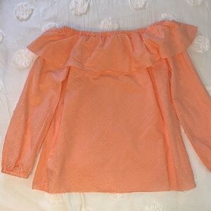 MICHAEL Michael Kors Off the Shoulder long sleeve Peach textured blouse Size L